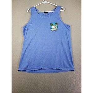 St. Maarten Top Mens Large Blue West Indies Graphic Pullover Activewear Tank Top